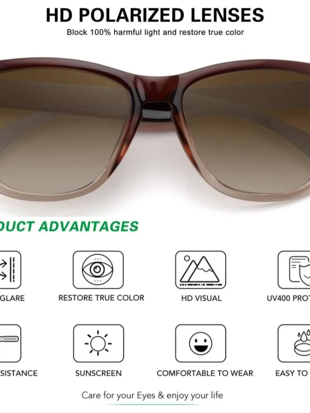 Brown Gradient Polarized Sunglasses - Trendy Unisex Outdoor Protection Eyewear